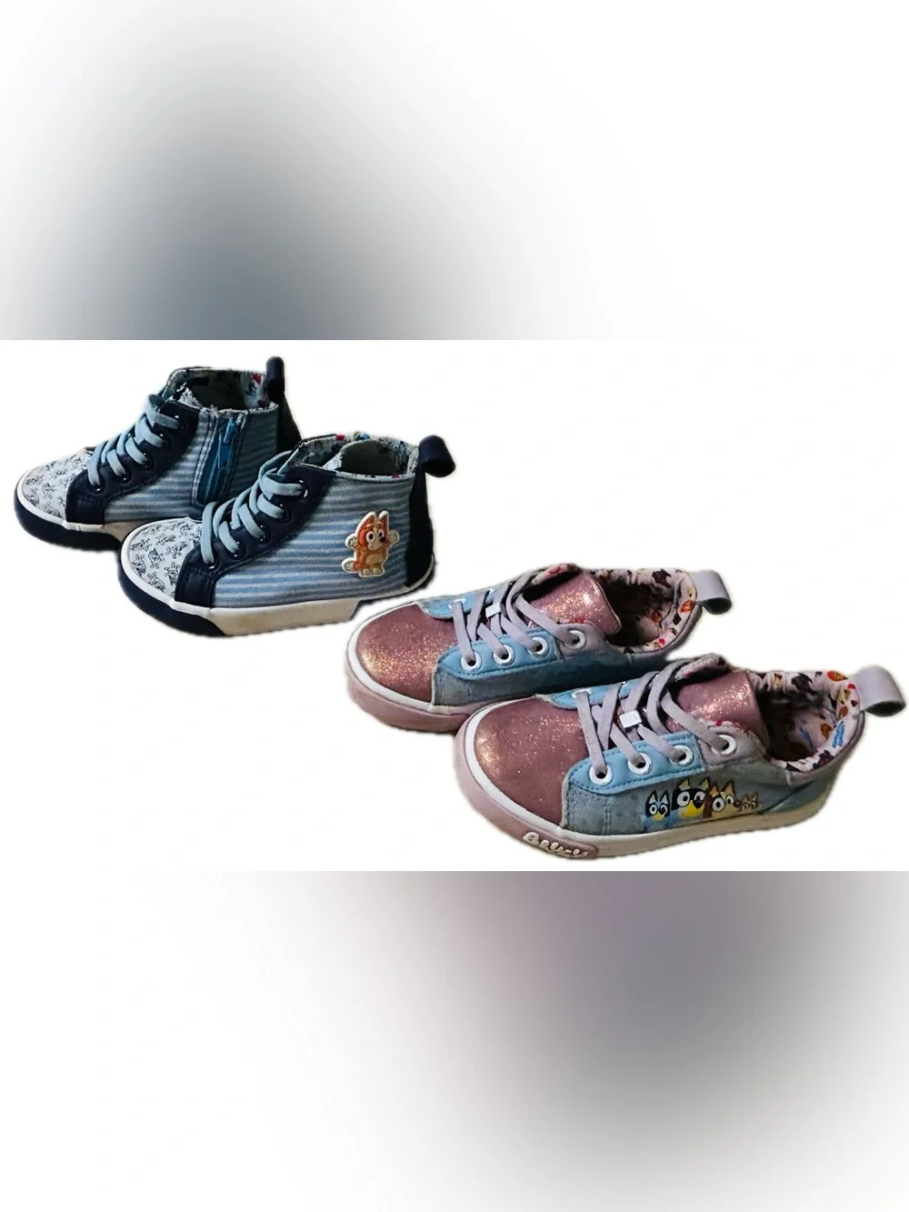 2 Pair Bluey Bingo Glitter Sneakers Girl’s  Toddler Size 10
